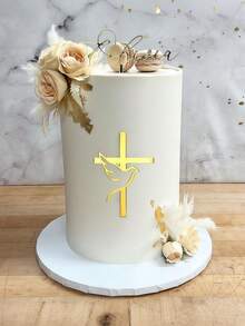 Gold Dove Cross Acrylic Cupcake Toppers, Mirror Acrylic Cake Decorations, Suitable For Christening, Communion, Baby Shower, Birthday, Wedding And Other Occasions - Multicolor - View 2