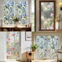1/3pcs Stained Effect Decorative Floral Static Cling Window Film. Colorful Hydrangea, Daffodil And Datura Flower Designs. No Glue, Removable & Waterproof. For Living Room, Bedroom, Bathroom, Easy Install, Sunlight Rainbow, UV Protection. - Multicolor - View 4