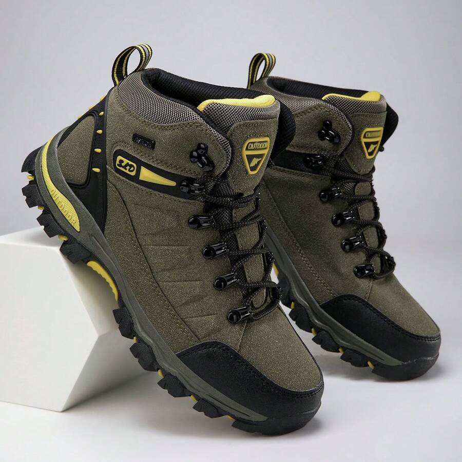 Botas de senderismo para hombres, duraderas y de moda, adecuadas para uso casual al aire libre. Zapatos de senderismo para hombres, zapatos de trekking al aire libre, zapatos de escalada, zapatos de montañismo de campo traviesa - Verde militar - Ver 1