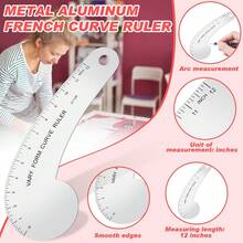 Vary Form Curve Ruler 12Inch Solid Metal French Curve Hip Curve Ruler For Measuring Sewing Design Making - Multicolor - View 4