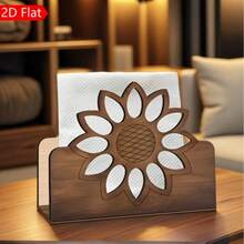 Wooden Tissue Box Holder, Decorative For Restaurant, Bar, Hotel, Home Kitchen Tabletop - A - View 3