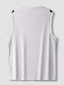 ACTIVEMAN Men's Colorblock Sleeveless Sports Tank Top, Breathable Quick-Dry Fitness Running Vest - Light Grey - View 5