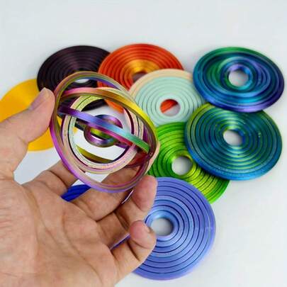 3D旋转指环陀螺，模拟重力，全新指南针，简单有趣的多彩道具，旋转互动游戏道具，趣味小礼物，成人休闲派对玩具，减压神器，新颖陀螺，圣诞节、万圣节、生日、新年礼物