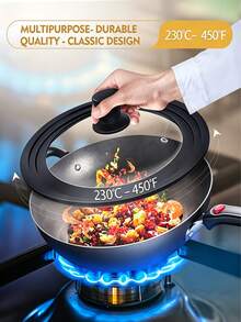 1pc Universal Lid, Fits Pots, Pans And Skillets - Made Of Tempered Glass With Heat-Resistant Silicone Rim, Suitable For 6", 7", 8", 8.5", 9.5", 10.5", 11", 12", 13" Cookware - Multicolor - View 9