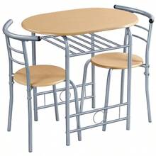 Costoffs 3 Piece Dining Table Set Modern Kitchen Table Set Space Saving Table And 2 Chairs Set With Steel Legs/Storage Rack For Kitchens/Balconies/Bedrooms/Apartments/Cafés, Natural/Drift Brown/White - Drift Brown - View 4