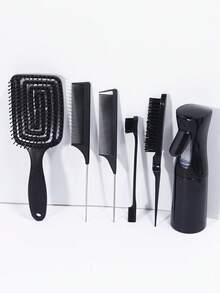 Bộ dụng cụ tạo kiểu tóc 6 món, gồm lược cong rỗng có lỗ thông hơi, bình xịt nước liên tục, lược chải viền tóc, lược đuôi nhọn, thích hợp cho việc tạo kiểu tóc hàng ngày của các nhà tạo mẫu tóc, đáp ứng nhu cầu tạo ra nhiều kiểu tóc khác nhau. - Nhiều màu - Xem 1