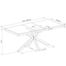 140CM-180CM Retro Rectangular Extendable Dining Table With Hidden Storage Natural Top With Same Color Embossed Center Plate For Dining Room Kitchen & Living Room Seats 4-6(Gray) - Gray - View 2