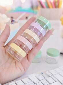 1/5pcs 10g Travel Size Colorful Cream Jars, Cosmetic Cream Jars, Multi-Color Round Sample Containers, Mini Portable Plastic Boxes, Mini Transparent Cream Jars, Empty Plastic Cosmetic Makeup Jars, Transparent Sample Bottles, Cosmetic Moisturizing Sample Containers - Multicolor - View 3
