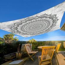 1pc Black & White Minimalist Mandala Bohemian Mandala Print Outdoor Sun Shade Cloth, Camping Canopy, Sun Shade For Garden, Patio, Beach, Camping, Outdoor Adventure, Picnic Mat (Poles Not Included) - Black and White Minimalist Mandala - View 8