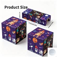 Classic 3D Stereoscopic Versatile Infinite Shape-Shifting Magic Cube Toy - Novelty Toy For Training Spatial Thinking Skills - Helps Improve Concentration/Relieve Anxiety And Stress - Suitable For Boys And Girls Aged 6+ - Unique Creative Christmas Gift And Birthday Present - Portable Colorful Space-Themed Toy JTZA - 彩色太空款 - 查看 1