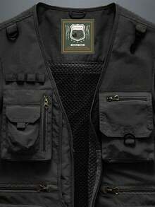 Non-Stretch Outdoor Men's Spring/Autumn Thin Vest With Multi-Functional Pockets, Casual Utility Fishing & Photography Jacket - Black - View 4