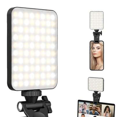 Đèn selfie cho điện thoại, laptop, máy tính bảng, chụp ảnh và quay video, đèn vòng kẹp sạc được, đèn LED chiếu sáng selfie cầm tay, tương thích với iPhone 15 14 13 12 11 Pro Xs A72, A71, A52, A51 và tất cả các điện thoại Android thông minh khác. Chụp ảnh, quay video, trang điểm cho nữ.