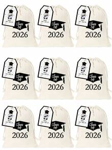12/6 pezzi Borse regalo per feste di laurea, borse in cotone con coulisse stampate da 10*15cm, biglietti di incoraggiamento per la laurea, motivo tocco da laureato, borse regalo per la laurea 2026, buste per caramelle e biscotti, sacchetti con coulisse, borse per imballaggio regalo, adatte per feste e eventi a tema laurea, celebrazione della laurea, omaggi per feste, regali di ringraziamento per eventi di laurea, feste di compleanno - multicolore - Visualizzare 2