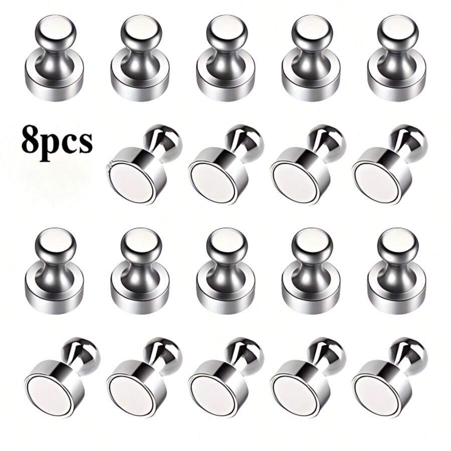 8/12pcs Solid Color Round Magnets, Suitable For Whiteboards, Silver Refrigerators, Pushpins, Refrigerators, Storage Cabinets - Ideal For Office, Garage, Kitchen Use, Magnetic Storage | Fashionable Metal Surface | Durable Magnets, Magnetic Storage Solution | Fashionable Metal Surface | Durable Magnets
