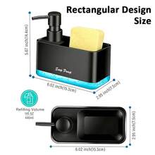 Dispensador de jabón con soporte para esponja - Dispensador de jabón independiente para encimera de cocina - Ideal para lavar platos, uso en el baño - A prueba de fugas, diseño de bomba perfecto - Excelente para regalos de Navidad/Halloween - Multicolor - Ver 9