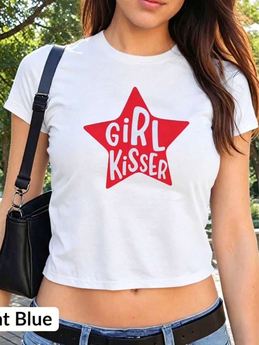 [Crop Top] Lesbian Pride Baby Tee, Funny Girl Kisser Tank, LGBTQ Shirt,  Pride Party Crop Tank, Lesbian Pride Gift For Her, Pride Month Shirt2026 Graphic Tees Women Crop,Cute Clothes - 白色 - 查看 1
