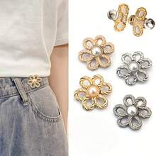 Khóa cài hình hoa và ngọc trai, khóa điều chỉnh eo quần jeans không cần đục lỗ, khóa cố định eo quần. - nhiều màu - Xem 13