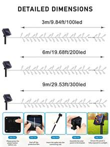 1pc 300LED/200LED/100LED Solar String Lights, Solar Fairy Lights, Outdoor Star Lights, Solar LED Lights, Outdoor String Lights, Outdoor Fairy Lights, LED Solar Lights, Solar Powered, IP44 Waterproof, 8 Lighting Modes, Suitable For Yard, Garden, Patio, Path, Party, Wedding, Lawn, Fence, Holiday, Event - Multicolor - View 12