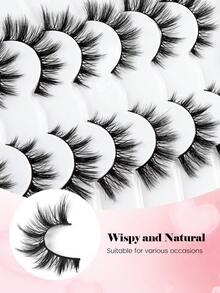 MAANGE 7 pares de cílios postiços com haste transparente, maquiagem natural de olho de gato, cílios postiços estilo desenho animado, cílios postiços com faixa transparente, cílios postiços macios 3D com aparência de vison, cílios postiços leves e volumosos com aparência de vison, cílios postiços em tira, adequados para uso diário, viagens, festas, trabalho e outras ocasiões, presente ideal para meninas, mulheres, mães e para presentear em datas comemorativas. - Preto - Ver 9