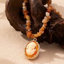 A Stylish And Minimalist Stone Necklace Women Featuring A Floating Beauty Design - 黑色 - 查看 10