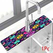 1 pieza Cubierta de grifo con estampado floral, de poliéster duradero, de secado rápido, fácil de limpiar, adecuado para cocina y baño, fácil instalación, decoración diaria, regalo, alfombra de baño, cubierta de grifo duradera, accesorio de grifo - Multicolor - Ver 14