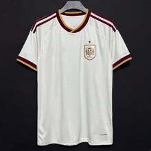 Spain Style White Soccer Jersey, Vintage Floral Pattern, Contrast Trim Sportswear 0MPL - Default - View 2