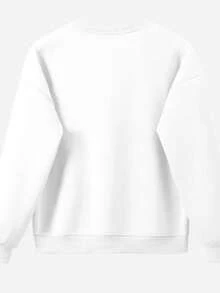 Crew Neck Sweatshirt Without Print, Winter Fashion Jacket, Unisex, Women's, Men's. - 白色 - 查看 2