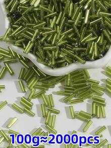 100克/约2000颗时尚亮色玻璃管珠，DIY珠宝配件，适用于手链、项链和服装装饰，非常适合手工工艺品制作。 - 2X6玻璃管珠 - 查看 30