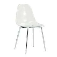 Table And Chair Set. Luxury 88cm Tempered Glass Dining Table + 4 Clear Plastic Dining Chairs. Modern And Minimalist Set Of 1 Table And 4 Chairs, Ideal For Small Dining Rooms. - Silver - View 7