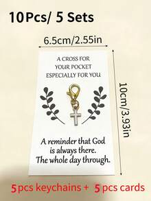5/10/20 Sets Cross Keychain Set, Includes 10 Leaf Inspirational Cards And 10 Cross Keychains, Lucky Gift For Friends, Daily Encouragement Gift For Students, Includes Packaging Accessories - View 15