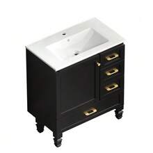 75cm Bathroom Cabinet In White. Ample Storage Space: 1 Soft-Close Door And 3 Drawers. - Hitam - View 9