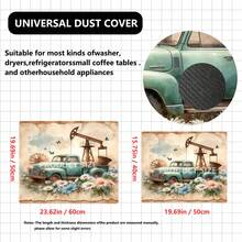 1pc Vintage Truck Pattern Printed Washing Machine Dust Cover Mat, Rubber Soft Bottom, Laundry Room Accessory, Washing Machine Top Protective Pad, Quick Absorbent And Dry, Refrigerator Dust Cover, Coffee Maker Countertop Absorbent Mat, Diatomite Draining Mat, Modern Laundry Room And Kitchen Appliance Washing Machine And Dryer Dust Cover, Home Decor, Kitchen And Dining Room Decor - Multicolor - View 11