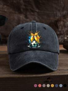 1pc Unisex Outdoor Casual Fashion Cat Print Adjustable Size Soft Baseball Cap, Suitable For Daily Wear - Washed Baseball Cap - View 9