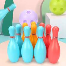 1 Set 12cm Plastic Bowling Set, 10Pcs Colorful Bowling Pins With 2 Balls, Indoor Outdoor Bowling Sports, Birthday Party & Family Activity - Multi-color 1 Set - View 5