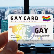1/3/5pcs LGBTQ+ Pride Lifetime Membership Card - Double-Sided Dreamlike Rainbow Striped World Map Design, Men's ID Card, Non-Adhesive Rectangular Card For Daily Carry And Pride Events, LGBTQ+ Gift, Festive Accessory, Modern Style, Exquisite Craftsmanship, Popular Item, Smooth Surface, Essential For Holiday Crowd - B - View 11