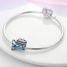 1 Pc Sliver Plated Travel Airplane Ticket Luggage Foreign Architecture Charm Fit Bracelet For Diy Jewelry Making, Ideal Choice For Women Jewelry Gift - Silver - View 5