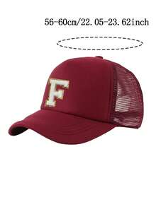1 Stück Kinder 26 Buchstaben LKW Fahrer Kappe, atmungsaktive Mesh Casual Outdoor Alltagsmütze für Mädchen - Bordeaux - Übersicht 10