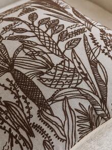 1pc Brown (No Filling) Vintage Floral Pattern Throw Pillow Cover, Fashionable Retro Comfortable Jacquard Chenille Fabric + Faux Cashmere Decorative Pillow Case, Suitable For Daily Home Decor, Sofa, Bed, Bedroom, Gifts, Holiday Decoration, All Seasons - Brown - View 3