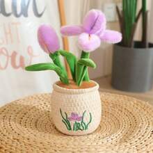 Lifelike Floral Plush Doll, Iris Potted Plant Home Decor, Soft & Comfortable Realistic Design, Excellent Gift Choice - 30cm - View 9