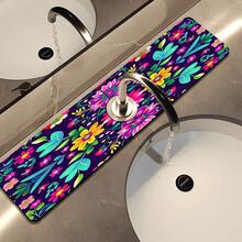 1 pieza Cubierta de grifo con estampado floral, de poliéster duradero, de secado rápido, fácil de limpiar, adecuado para cocina y baño, fácil instalación, decoración diaria, regalo, alfombra de baño, cubierta de grifo duradera, accesorio de grifo - Multicolor - Ver 8