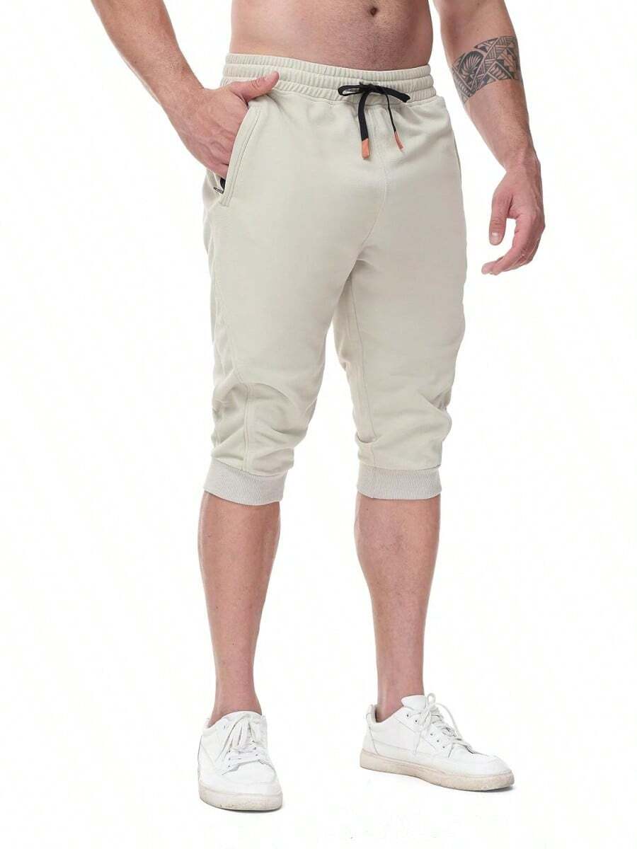 Men's Casual 3/4 Jogger Pants For Gym Training And Workouts - Beige - 查看 1
