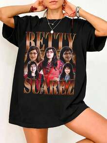 Betty Suarez Vintage 90s Bootleg T-Shirt Ugly Betty Retro Graphic Tee - Black - View 1