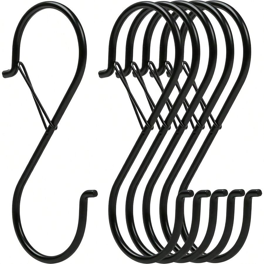 2/6/10pcs S-Shaped Hooks, 3.5 Inch Thick Metal S Hooks With Rings, Suitable For Hanging Plants, Clothes Hangers, Kitchen Utensils, Pots And Pans, Bags, Cups, Wedding Decorations, Flower Pots, Balcony, Curtains And Shower Curtains