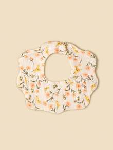 5pcs Baby Cotton Gauze Floral Bibs, Soft Absorbent Printed And Solid Color Drool Bibs Suitable For Newborns - 彩色 - 查看 5