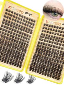 384/448pcs Individual False Eyelashes, Eyelash Book, Cluster Fake Eyelashes, DIY Home Eyelash Extension, Cluster Fake Eyelashes, Individual False Eyelashes, False Eyelashes - D - View 3