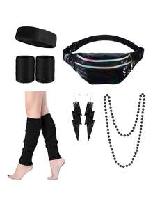 2/6Pcs D EXCEED 1980s Vintage Party Fluorescent Waist Bag Knee Pads Leg Covers For Women Street Dressing Transformation Show Concert Stage Performance Party Music Festival - 6pcs - View 9