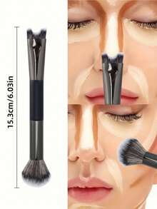 Cọ trang điểm hình chữ U hai đầu dùng để tạo khối cho mũi, lý tưởng để tạo bóng và làm nổi bật khuôn mặt, dụng cụ trang điểm thiết yếu. - Màu xám đen - Xem 10
