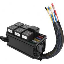 Bloque de Caja de relé de Fusibles de 12 V, Kit de Caja de Relés, 6 Relés de 4 Pines para Fusibles Estilo 11 Piezas para Motor Marino Automotriz - A - Ver 1