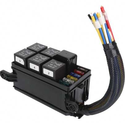 Bloque de Caja de relé de Fusibles de 12 V, Kit de Caja de Relés, 6 Relés de 4 Pines para Fusibles Estilo 11 Piezas para Motor Marino Automotriz