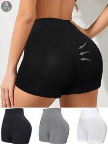 3条装无缝顺滑收腹内裤，适合搭配低腰裙，塑身运动内裤，提臀瑜伽短裤，腰带运动短裤，女士内衣 - 彩色 - 查看 6